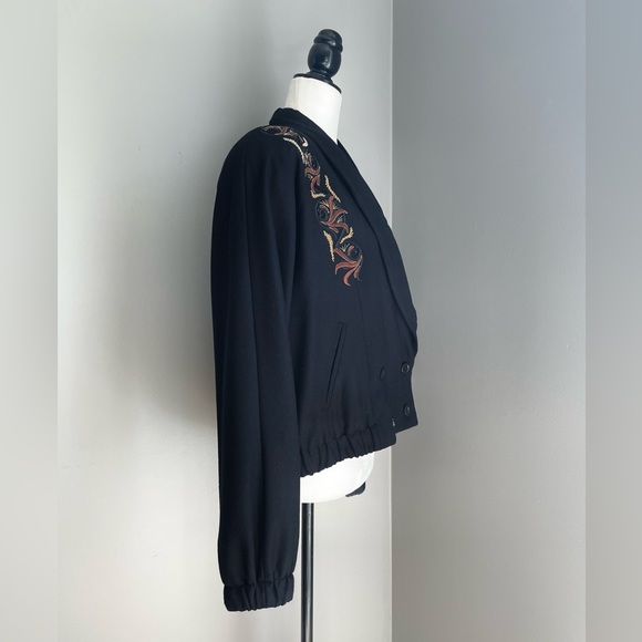 1980s JOSEPH HO  100% Wool Double Breasted Embroidered Bomber EUC - Picture 6 of 16